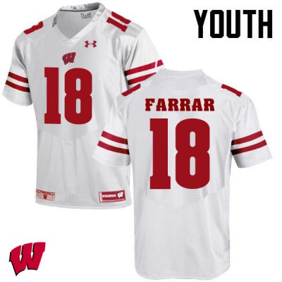 Youth Wisconsin Badgers NCAA #18 Arrington Farrar White Authentic Under Armour Stitched College Football Jersey SA31Z27WG